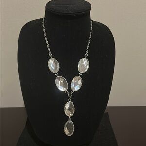 Elegant Silver Crystal Glass Necklace